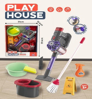 Play House Simulated Vacuum Cleaner & Mop Set Purple