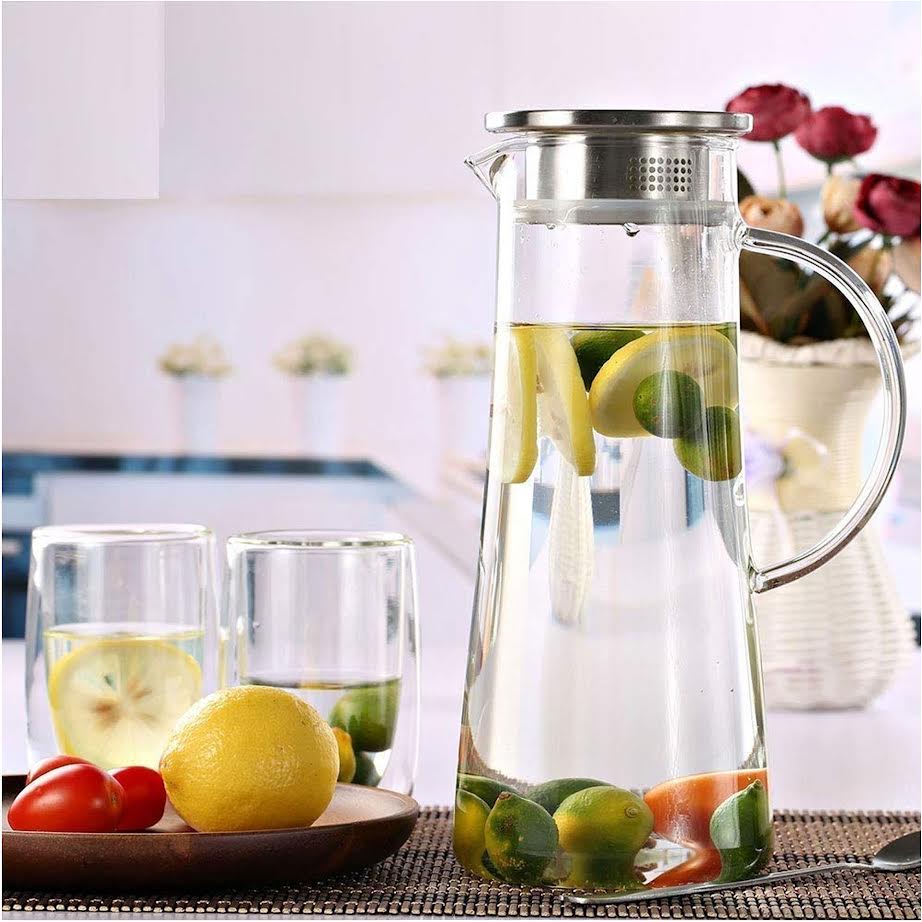 Regent Borosilicate Glass Water Jug with Handle & Lid Clear
