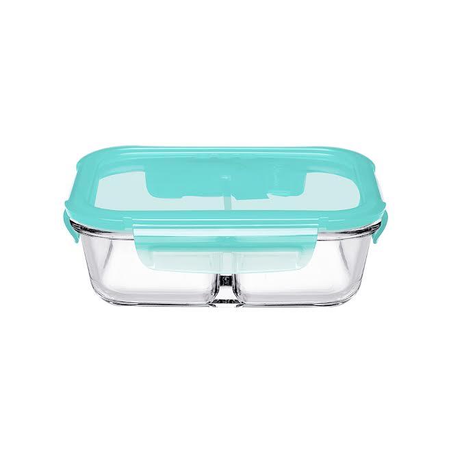 Pasabahce Snowbox 600ml 2 Division Cliplock Storage Bowl Green Set of 6