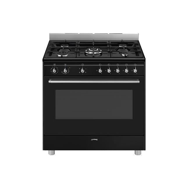 Smeg 90cm Cooker With Gas Hob Black