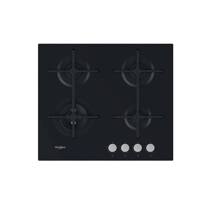 Whirlpool 60cm 4 Burner Gas On Glass Hob Black