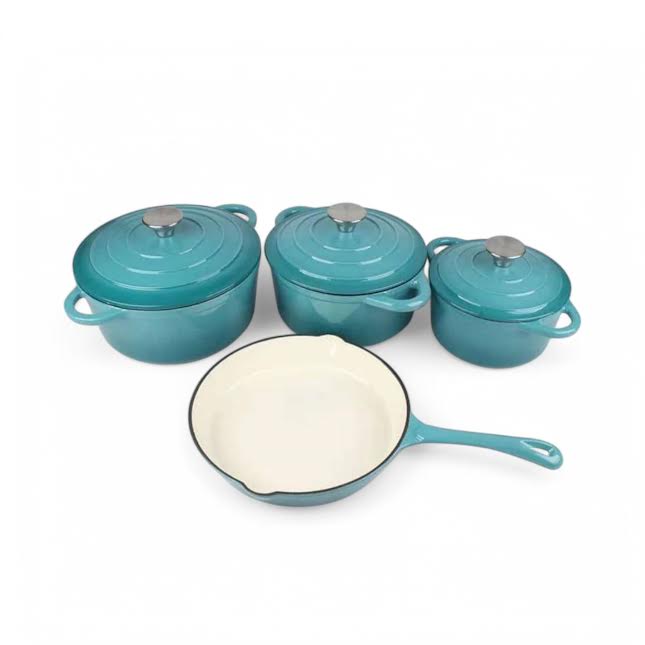 The Culinarium 7 Piece Cast Iron Cookware Set Light Blue