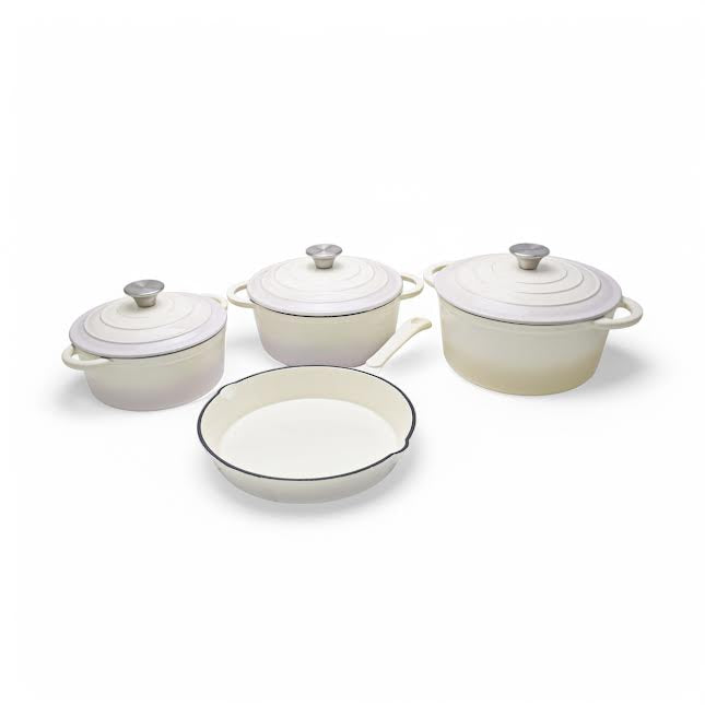 The Culinarium 7 Piece Cast Iron Cookware Set Cream
