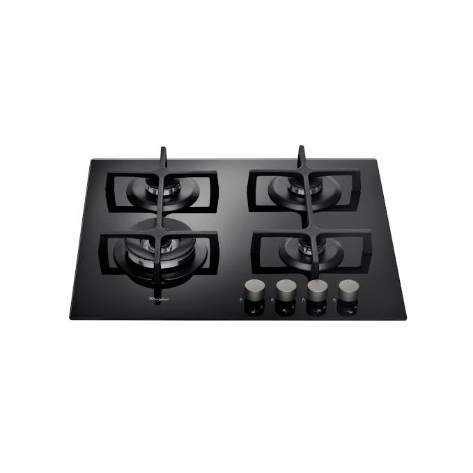 Whirlpool 60cm 4 Burner Gas On Glass Hob Black