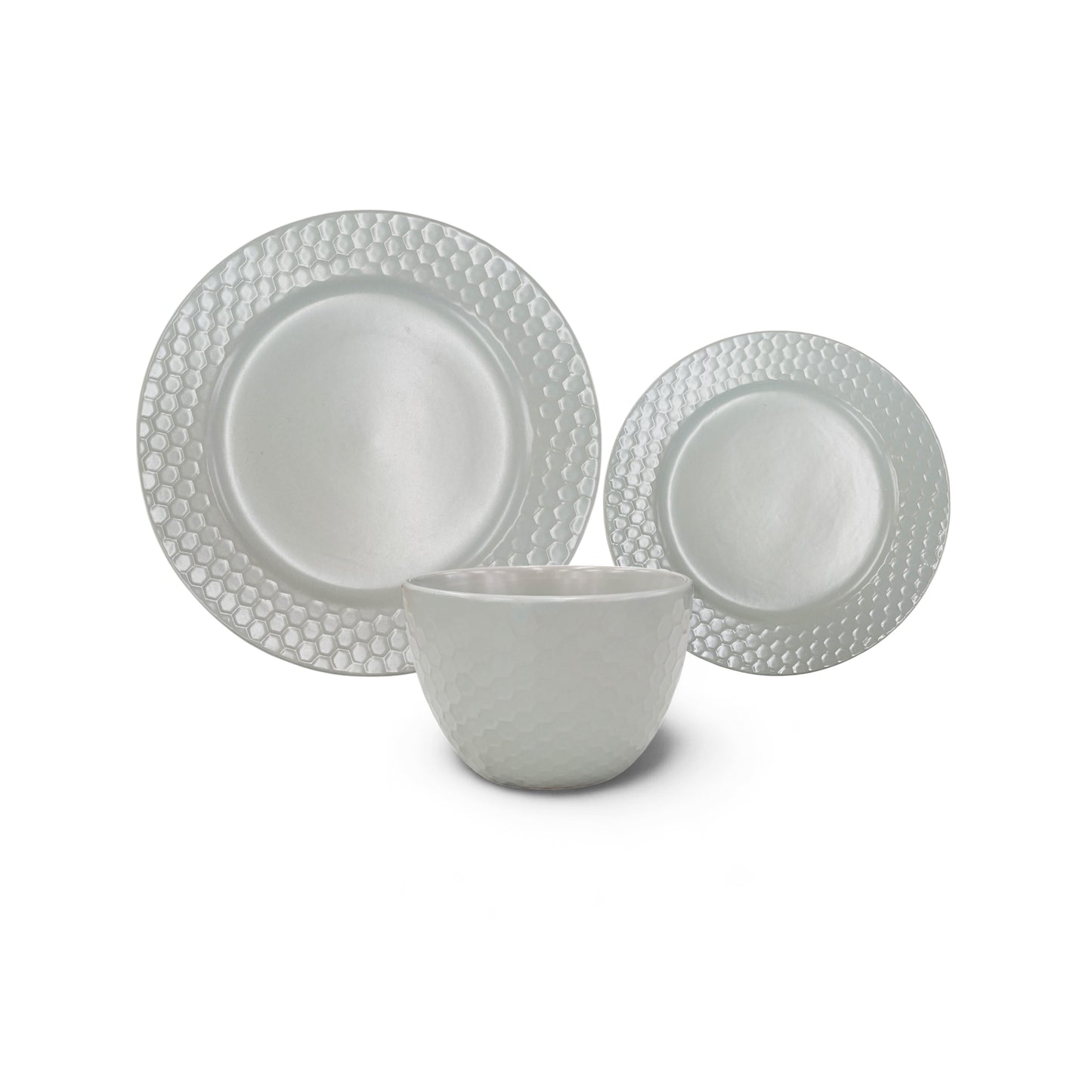 Kitchen Life 12 Piece Honeycomb Dinner Set Light Grey