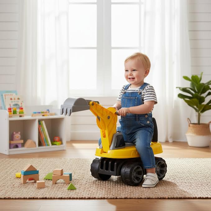 Large Excavator Ride On Yellow