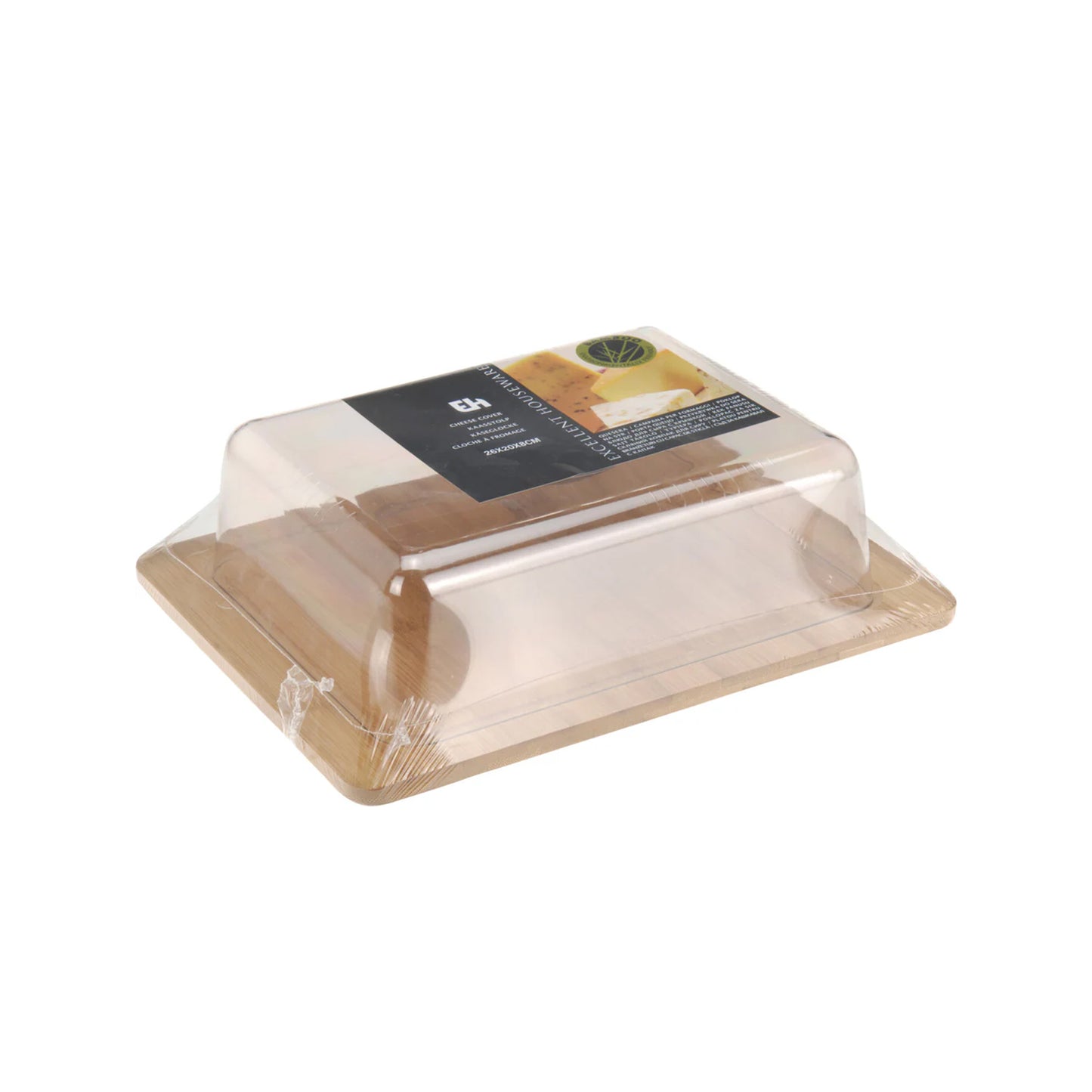 Excellent Houseware Bamboo Cheese Board with Acrylic Dome Clear & Brown
