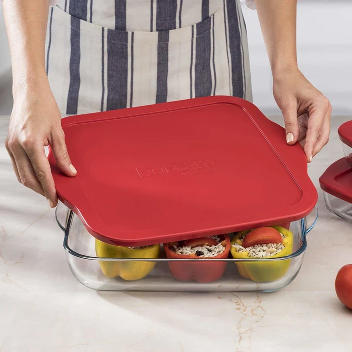 Borcam 3.2Lt Square Casserole with Lid Clear