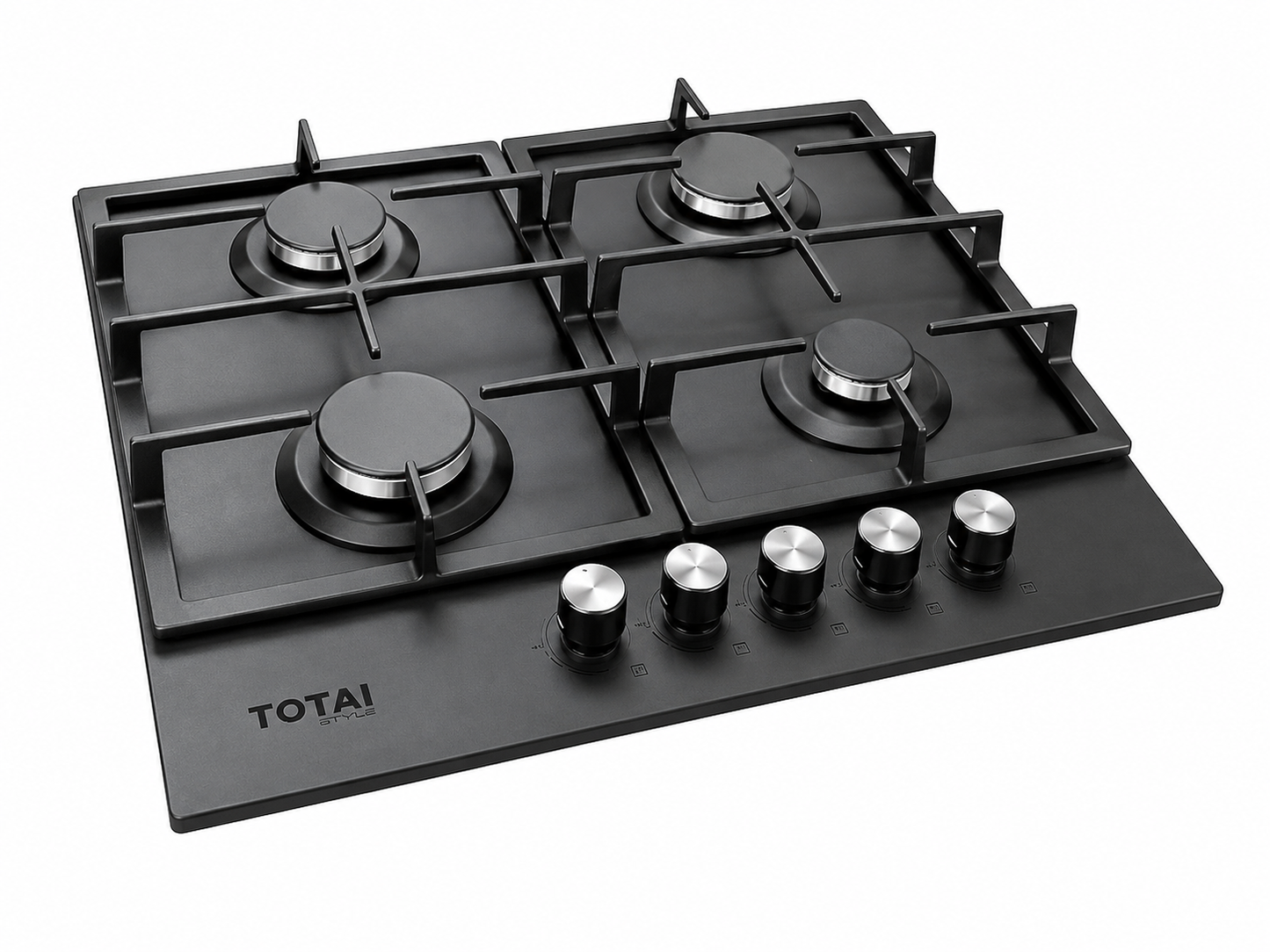 Totai Style 60cm 4 Burner Gas on Glass Hob - Matte Black