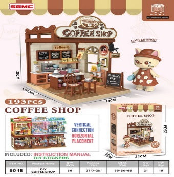 193 Piece DIY Coffee Shop Miniature Assembly Set Brown