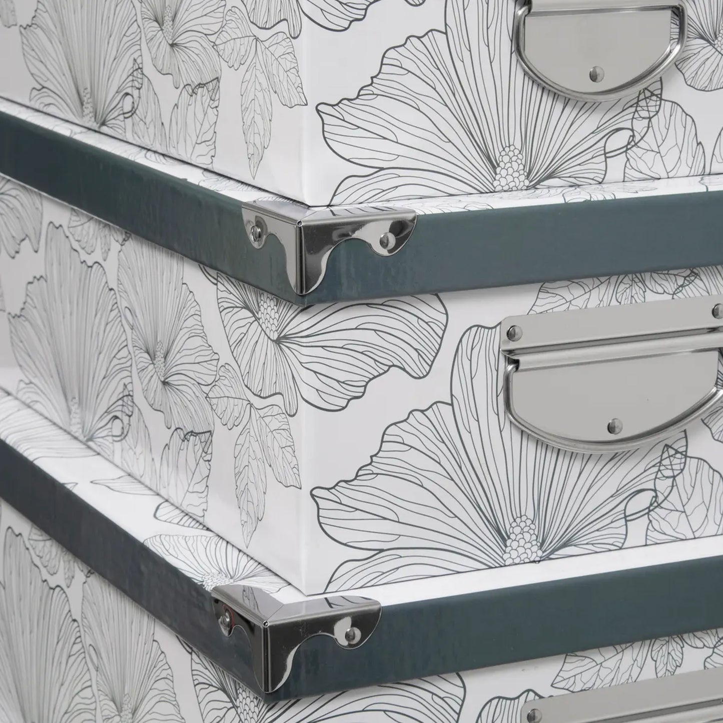 Five 6 Piece Delicatesse Boxes with Metal Corners Set Black & White