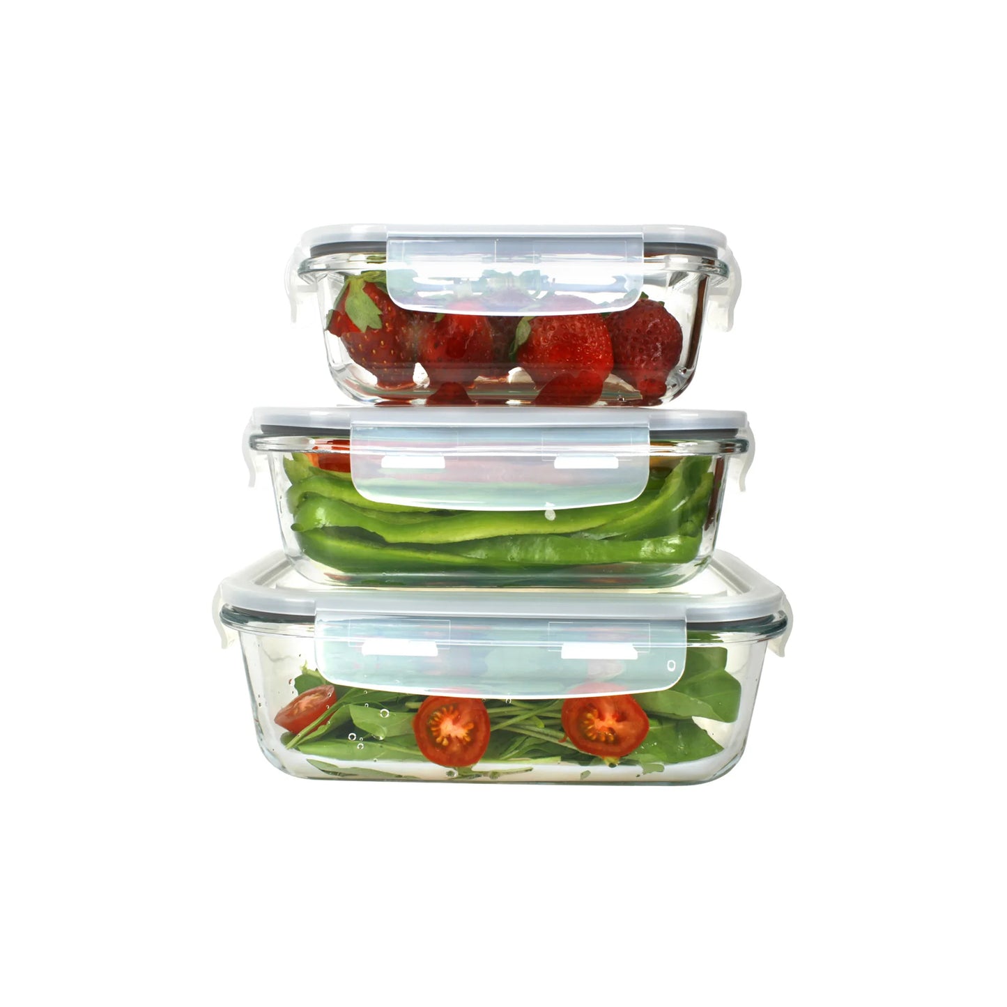 Aqua 3 Piece Rectangular Food Storage Container Set Clear