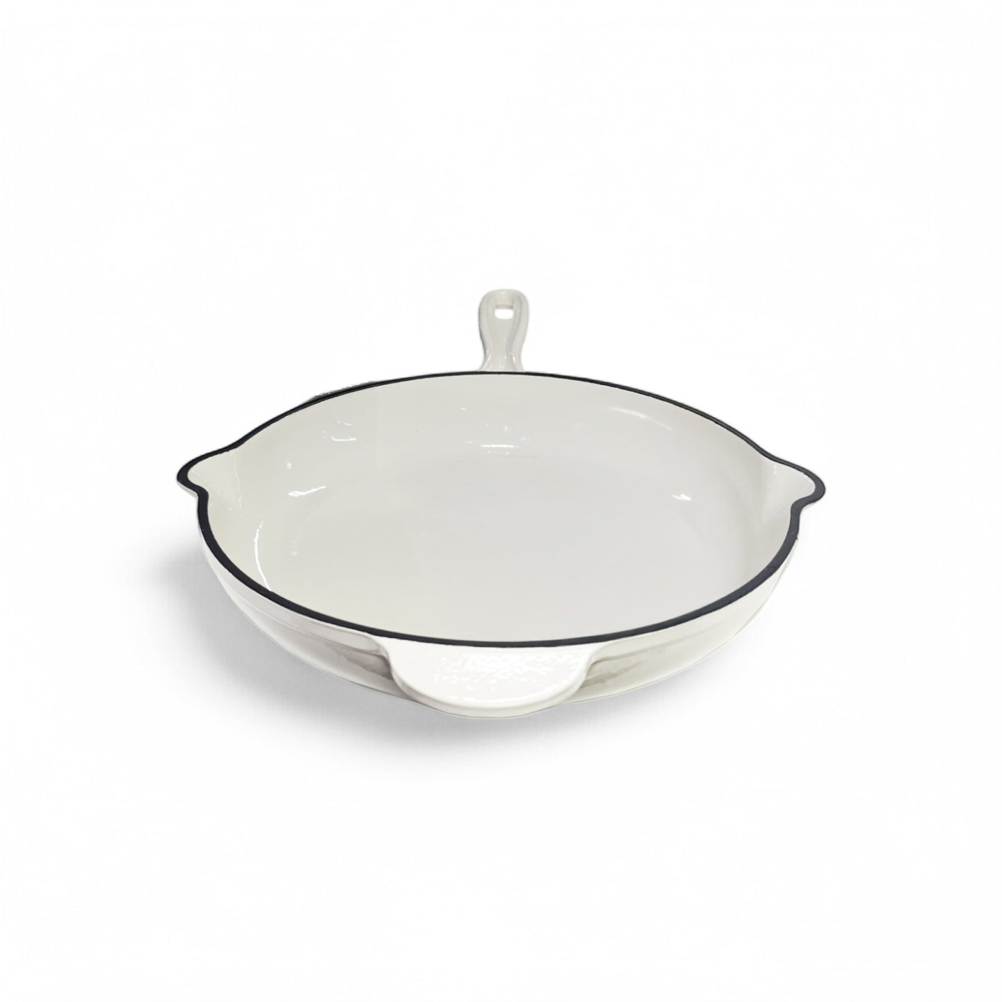 Aqua Enamel Cast Iron Fry Pan - White