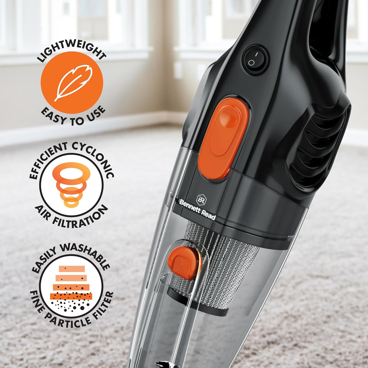 Bennett Read Aerovac 2-in-1 High Power Lightweight Vacuum Black & Orange
