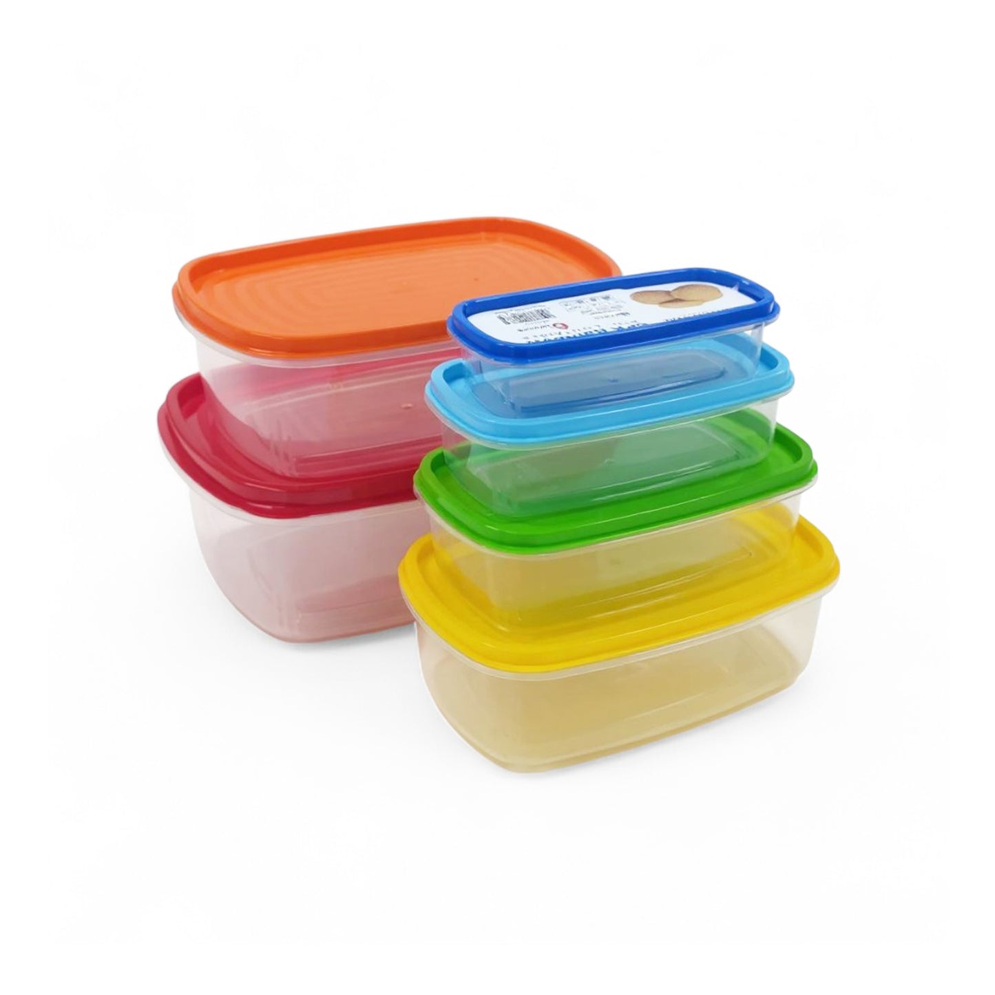 CH 6 Piece Rainbow Rectangular Container Set Clear