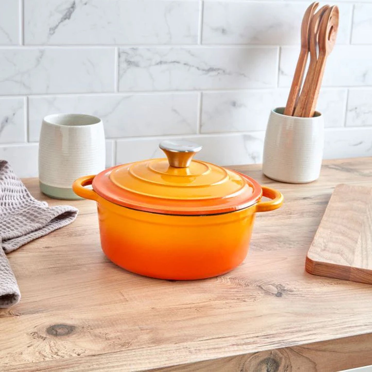 CH 24cm Cast Iron Casserole Orange