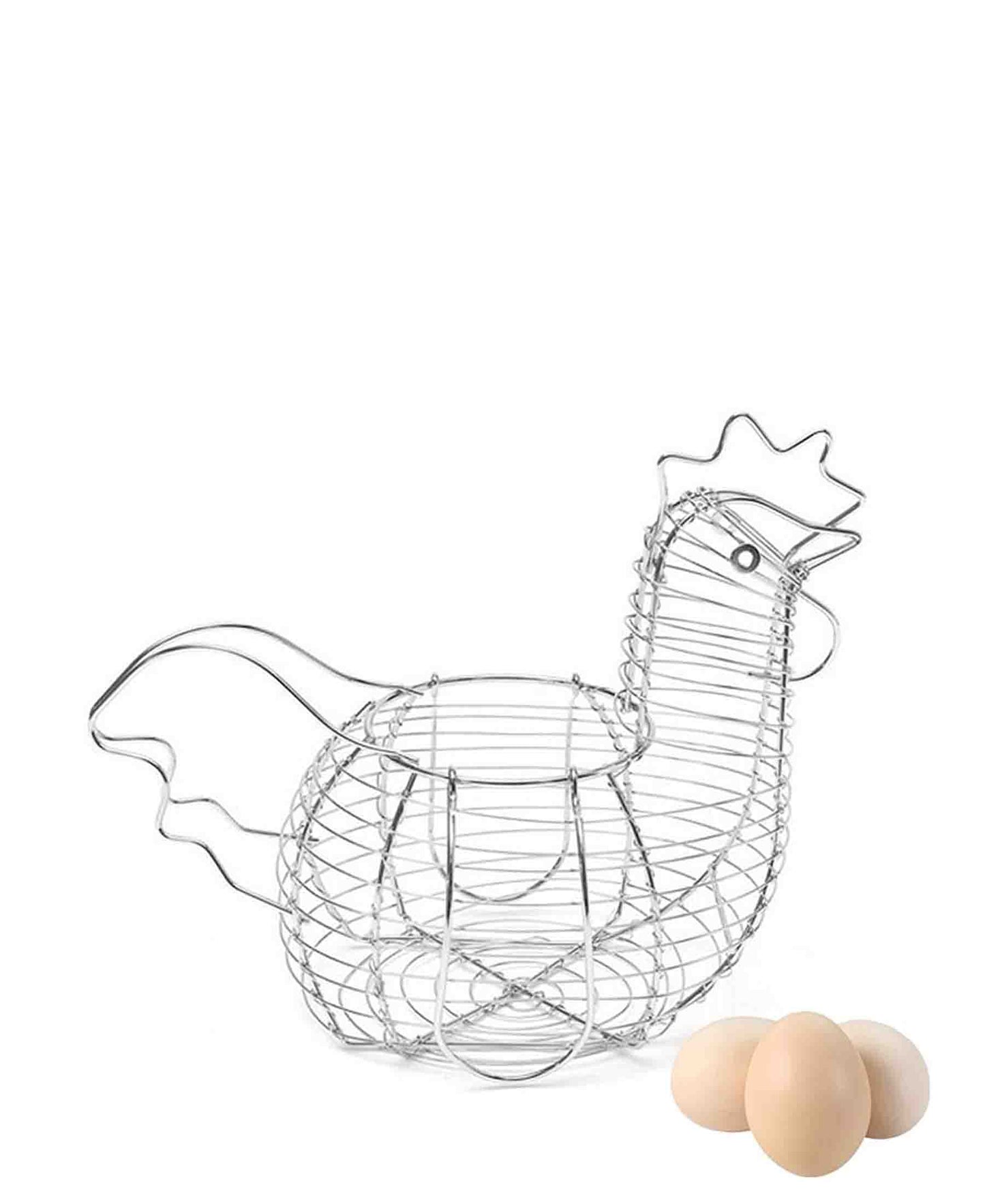 Kitchen Life Chicken Eggs Basket - Silver