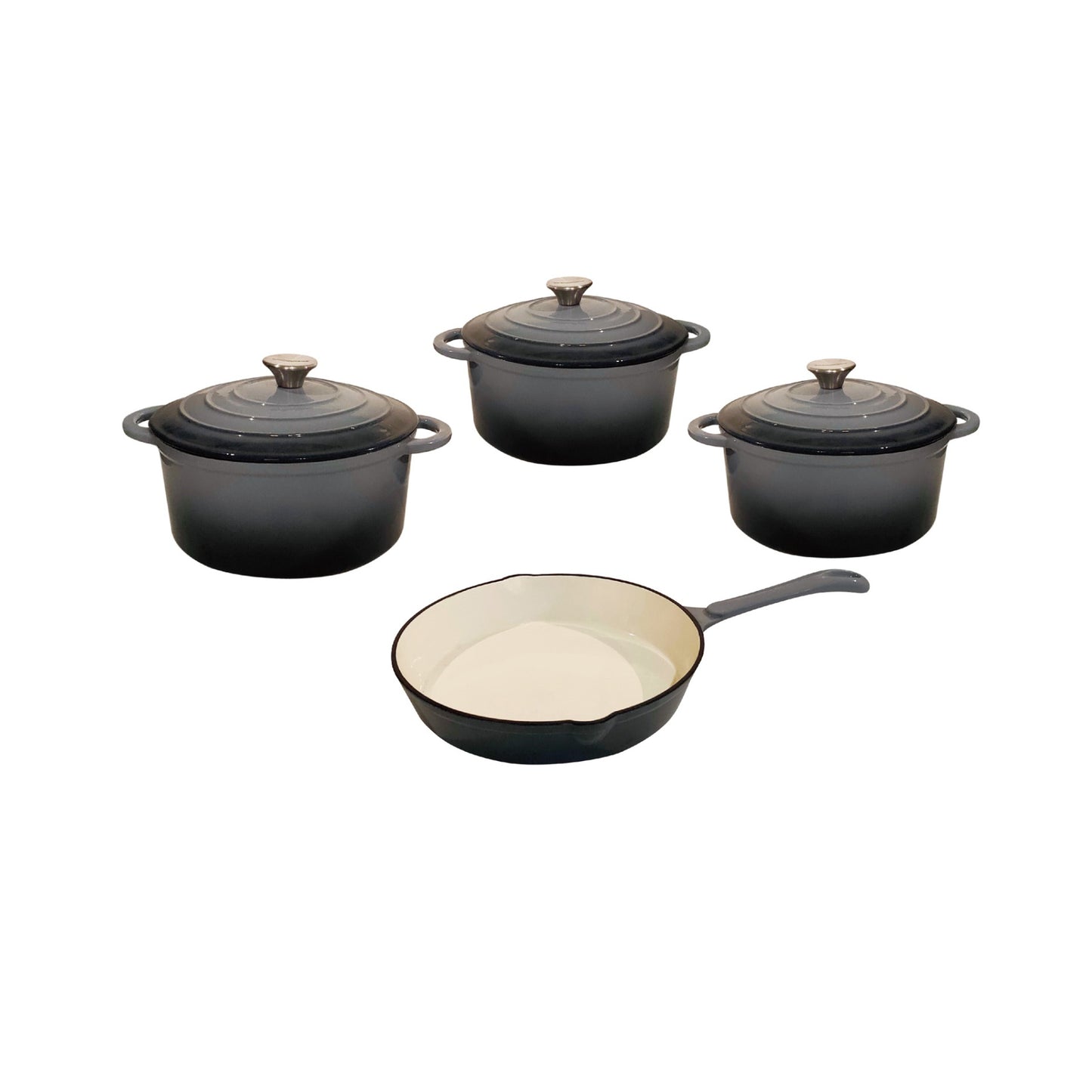 CTH 7 Piece Cast Iron Pot Set Grey