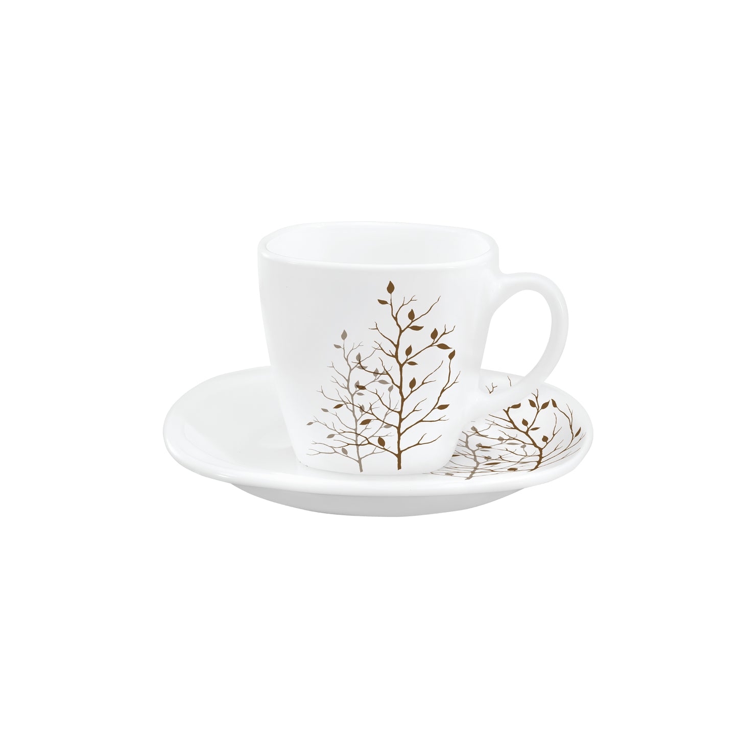 La Opala 6 Piece Quadra Autumnal Cup & Saucer Set White