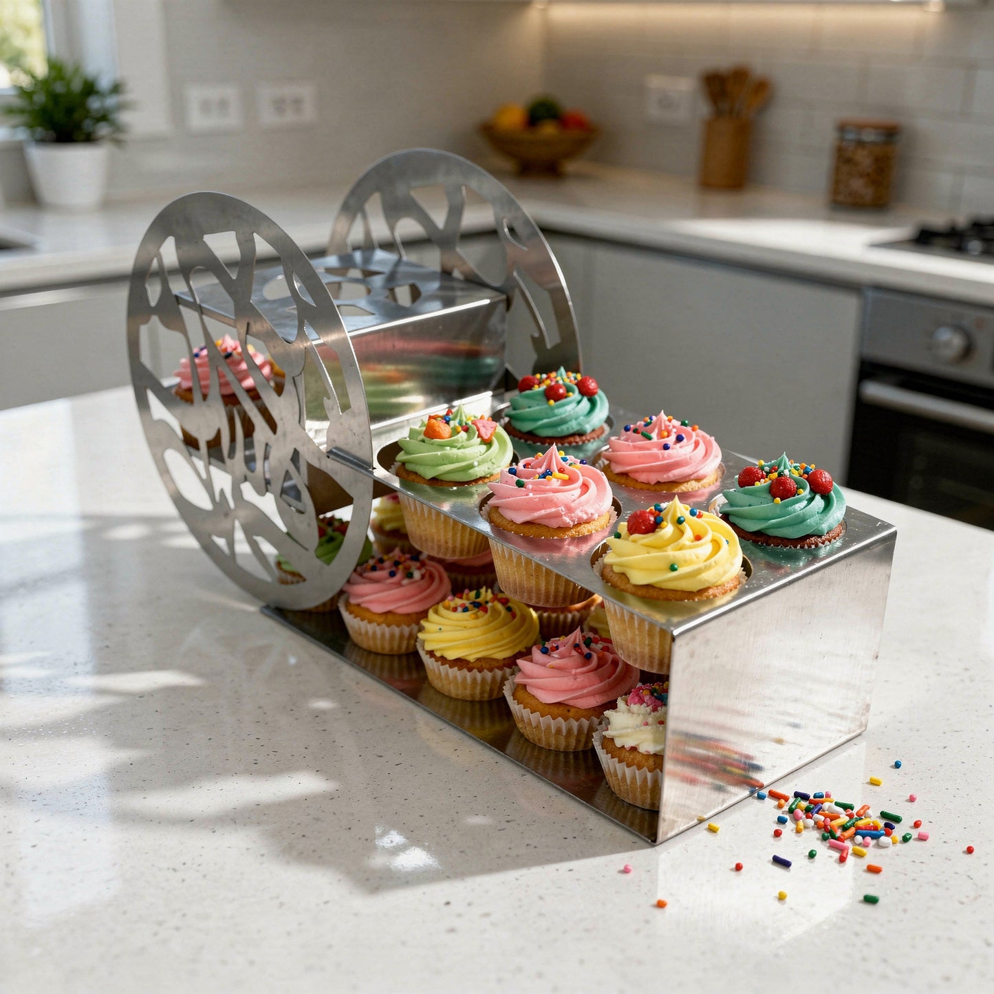 Wheel Design Dessert Holder Grey