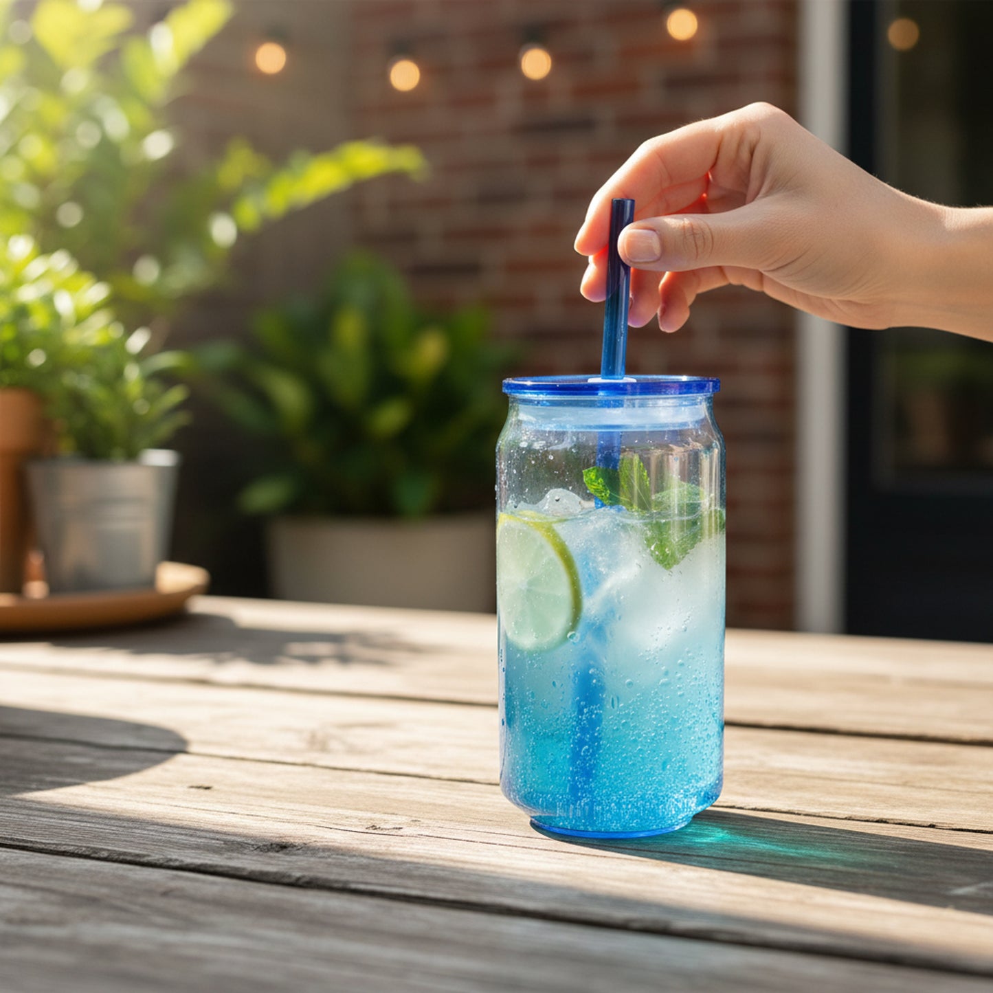 Can Shaped Glass Blue