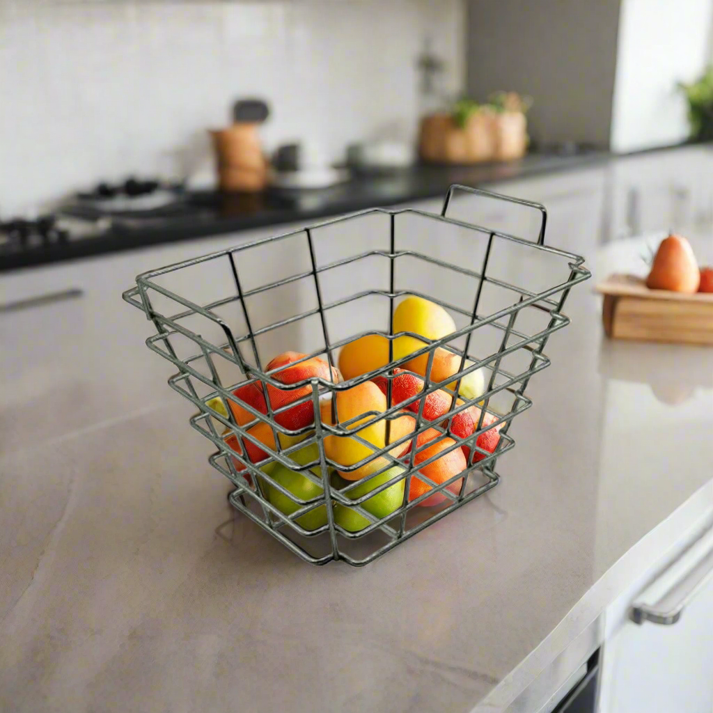 Kitchen Life Rectangular Fruit Basket Silver