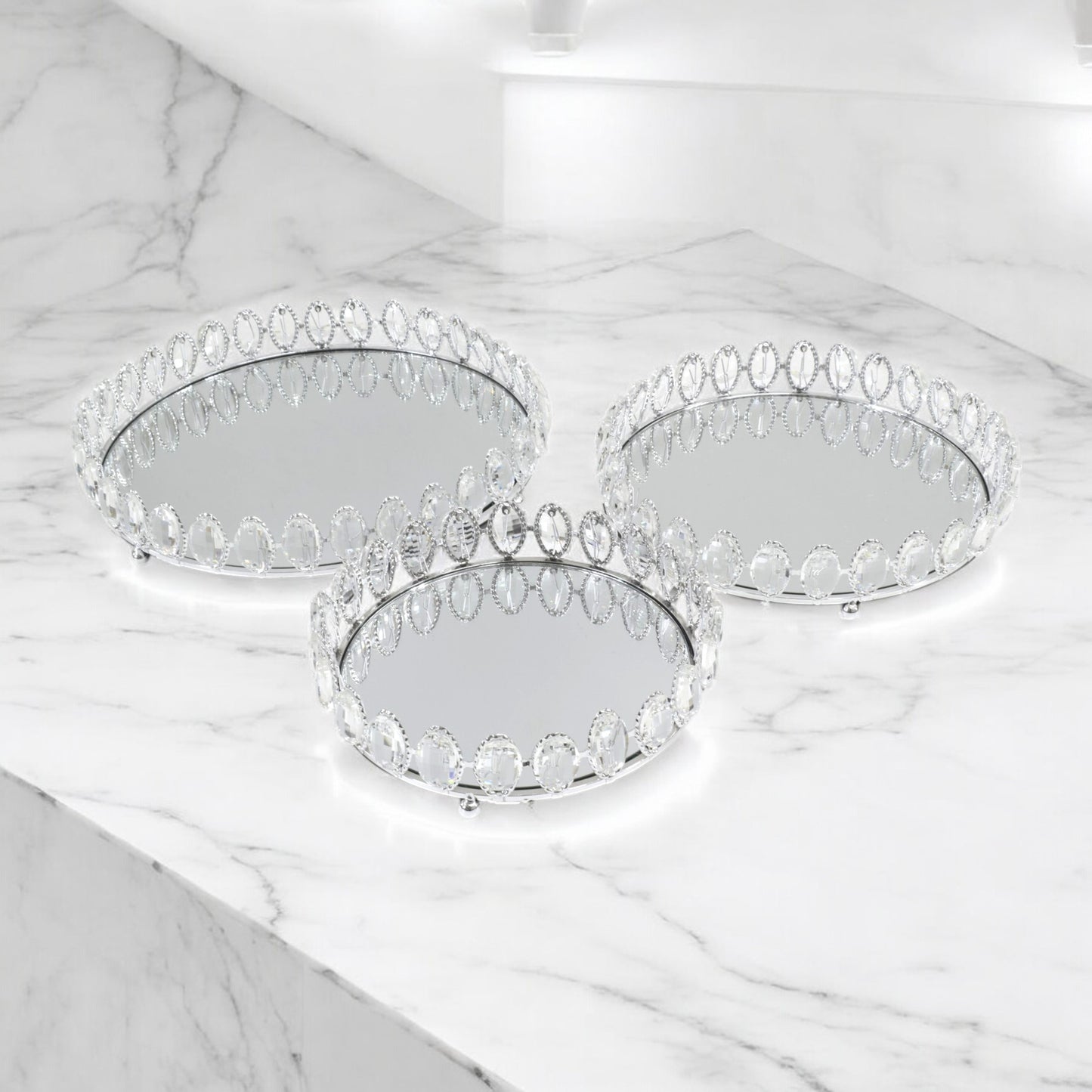 Milano 3 Piece Glass Tray Set Clear