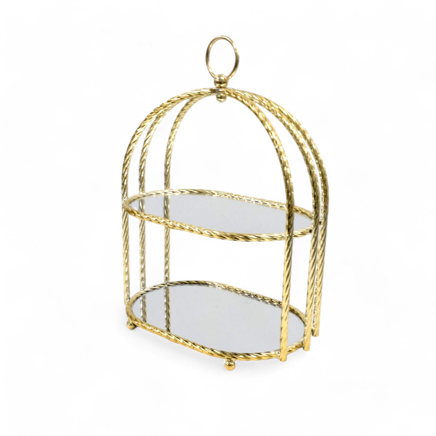 Milano 2 Layer Mirror Cupcake Tray Gold