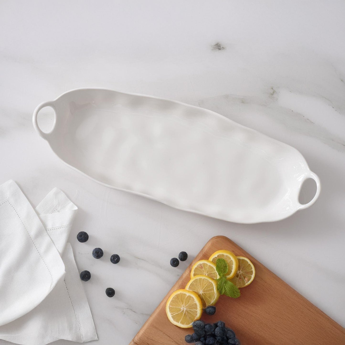 Kitchen Life Deep Long Ceramic Server White
