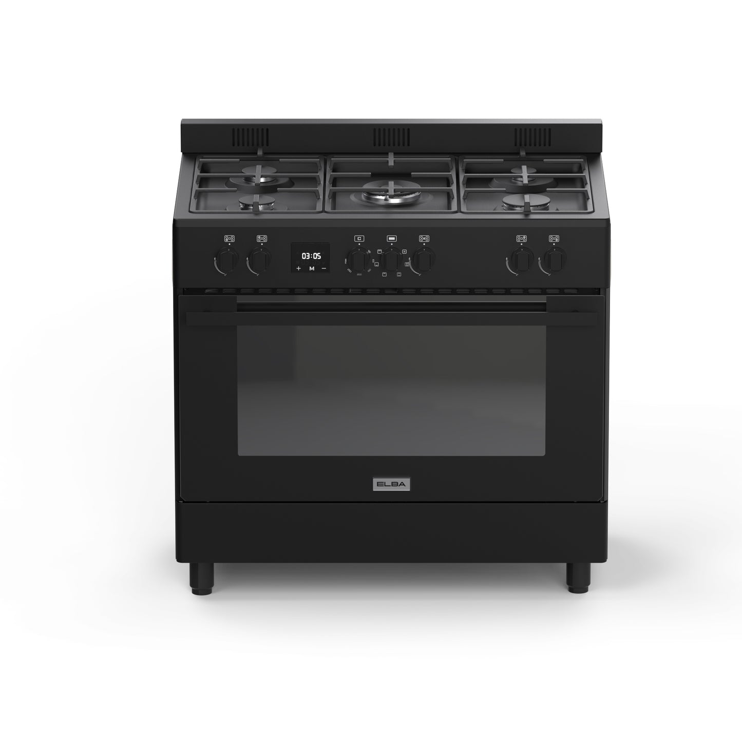 Elba 90cm 5 Burner Gas Stove With Electric Oven Matt Black