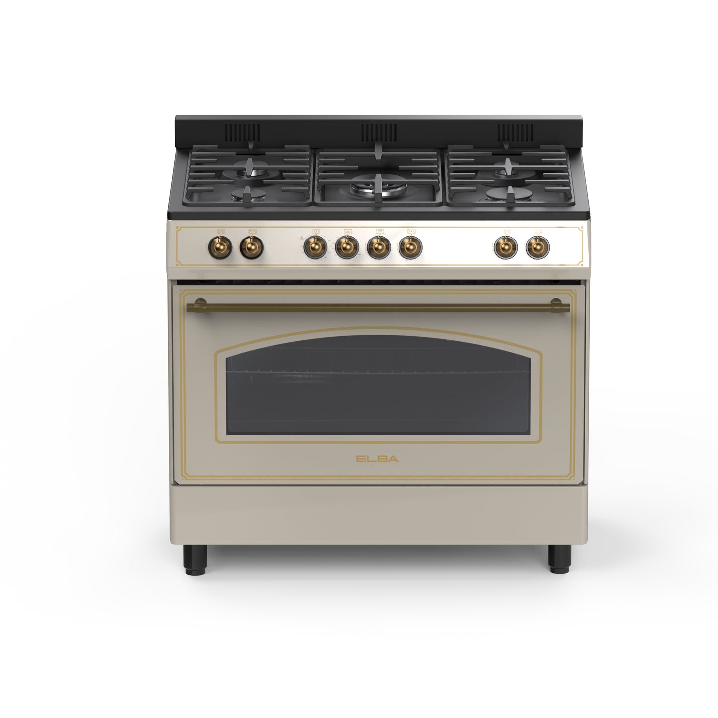 Elba 90cm 5 Gas Burner Stove With Electric Multifunction Oven - Cream