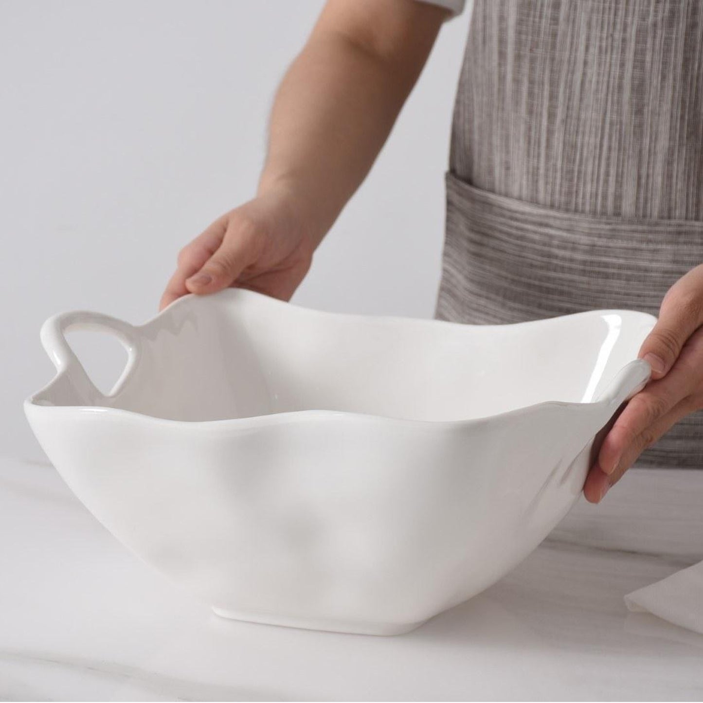 Kitchen Life Square Ceramic Serving Bowl White