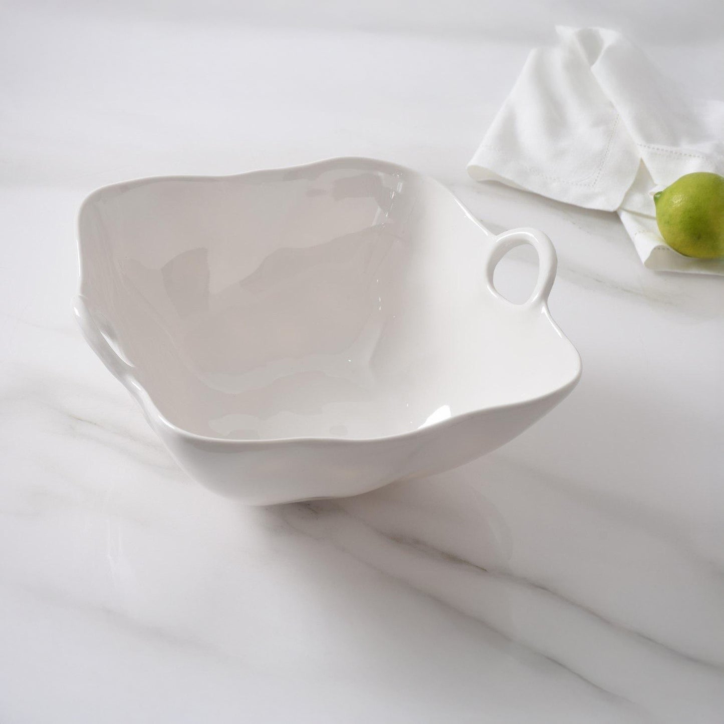 Kitchen Life Square Ceramic Serving Bowl White