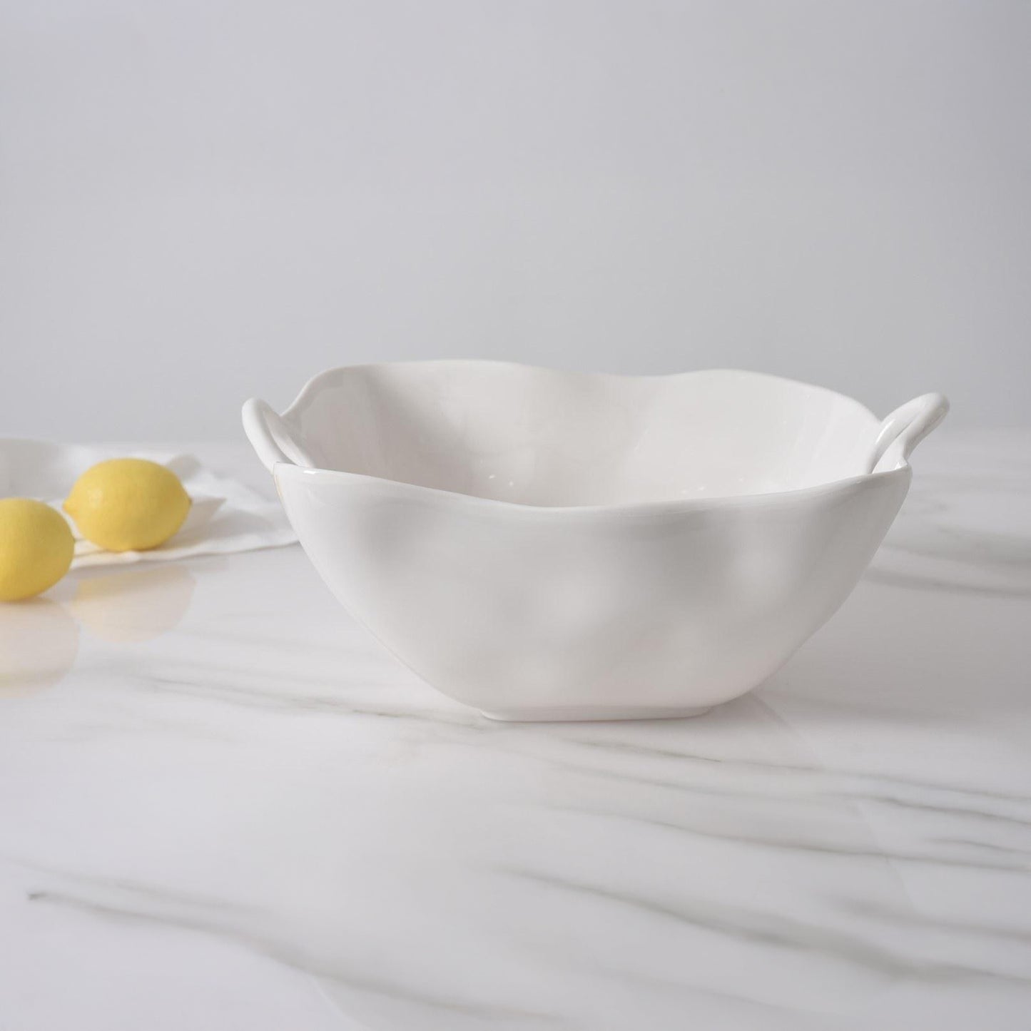 Kitchen Life Square Ceramic Serving Bowl White