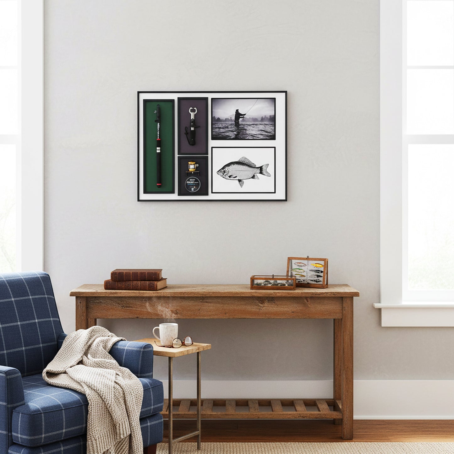 60 x 80cm Fishing Frame Multicoloured