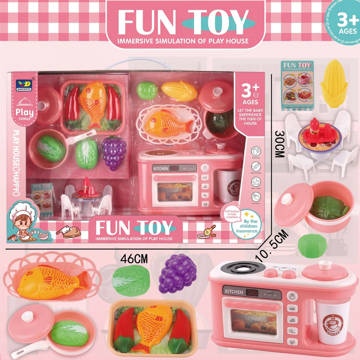 Fun Toy Kitchen & Oven Play Set Pink