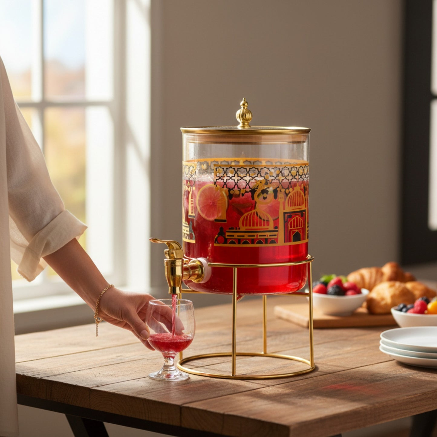 2.6Lt Islamic Print Beverage Dispenser Clear