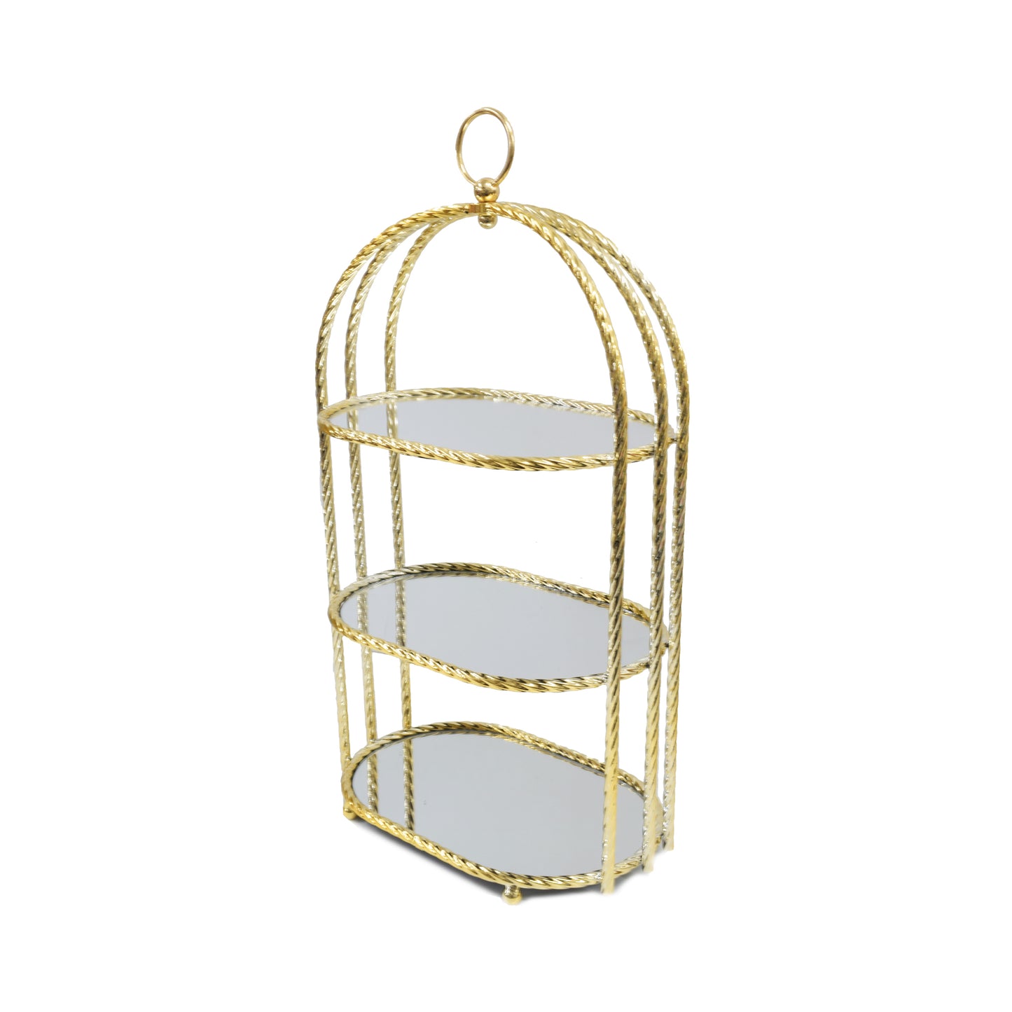 Milano 3 Layer Mirror Cupcake Stand Gold