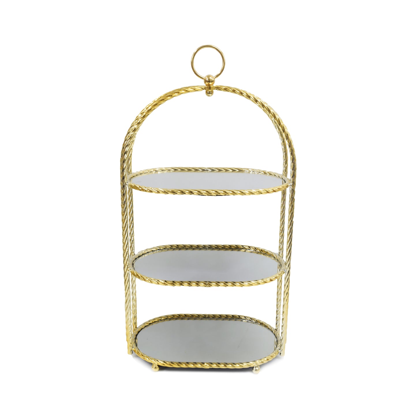 Milano 3 Layer Mirror Cupcake Stand Gold