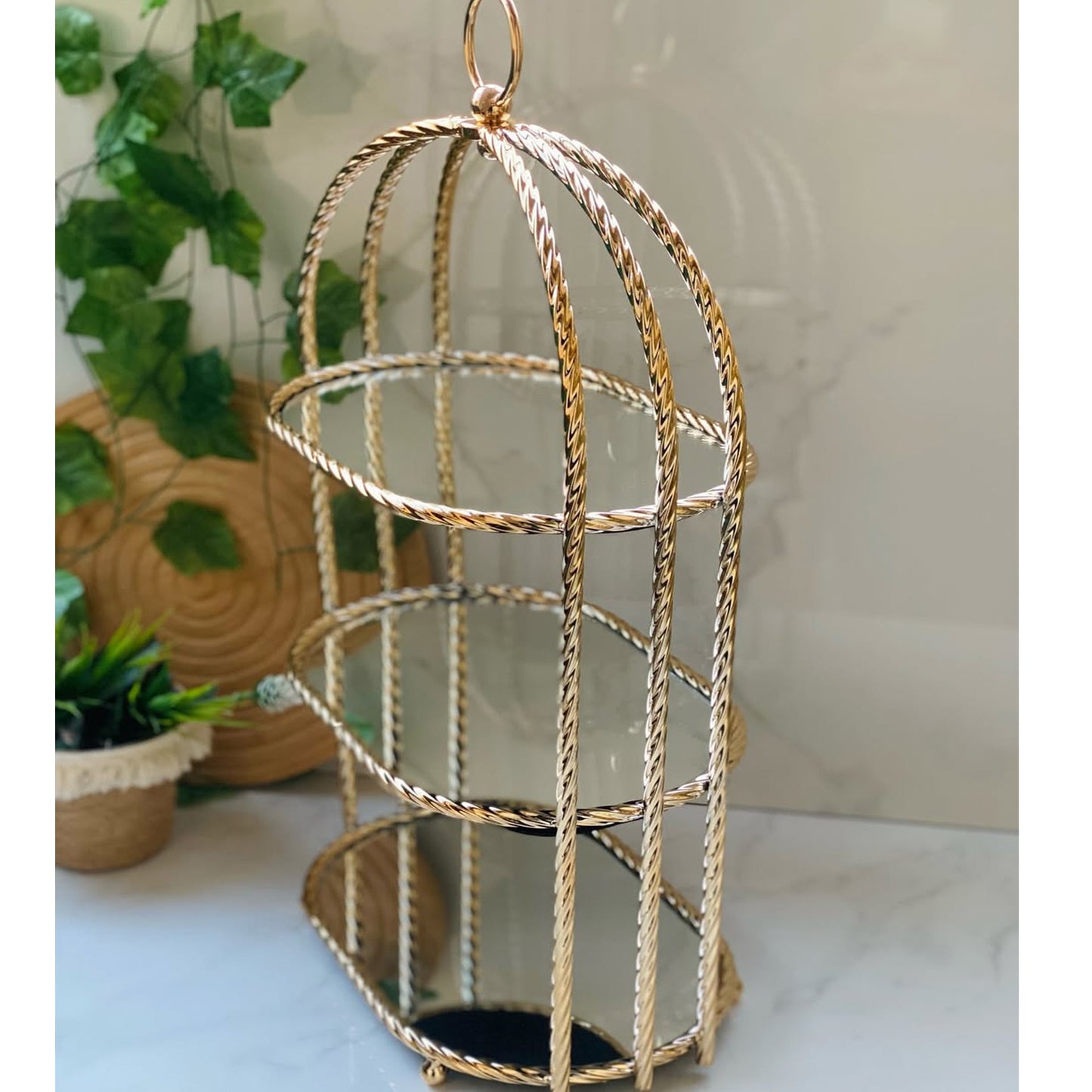 Milano 3 Layer Mirror Cupcake Stand Gold