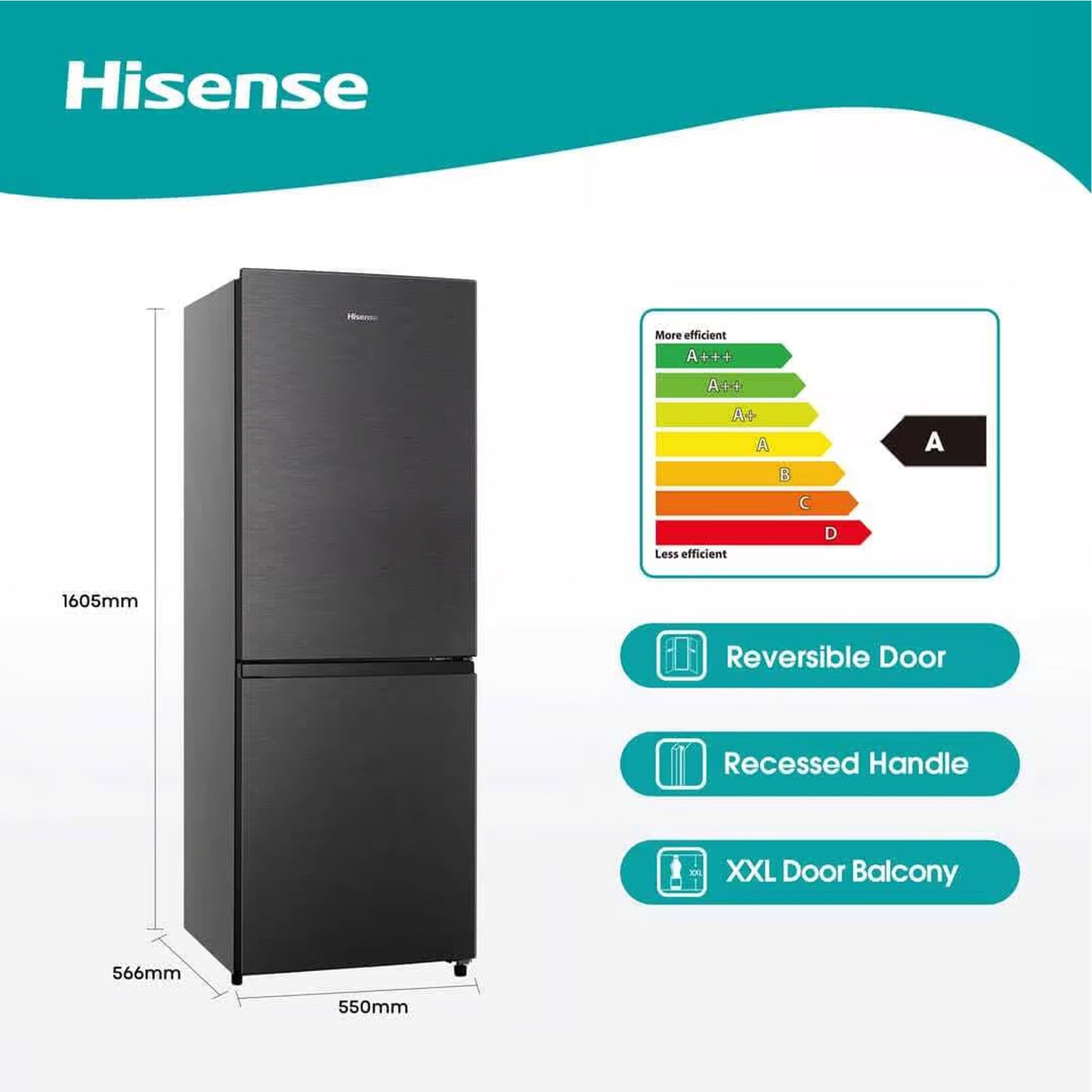 Hisense 223L Combi Refrigerator Titanium