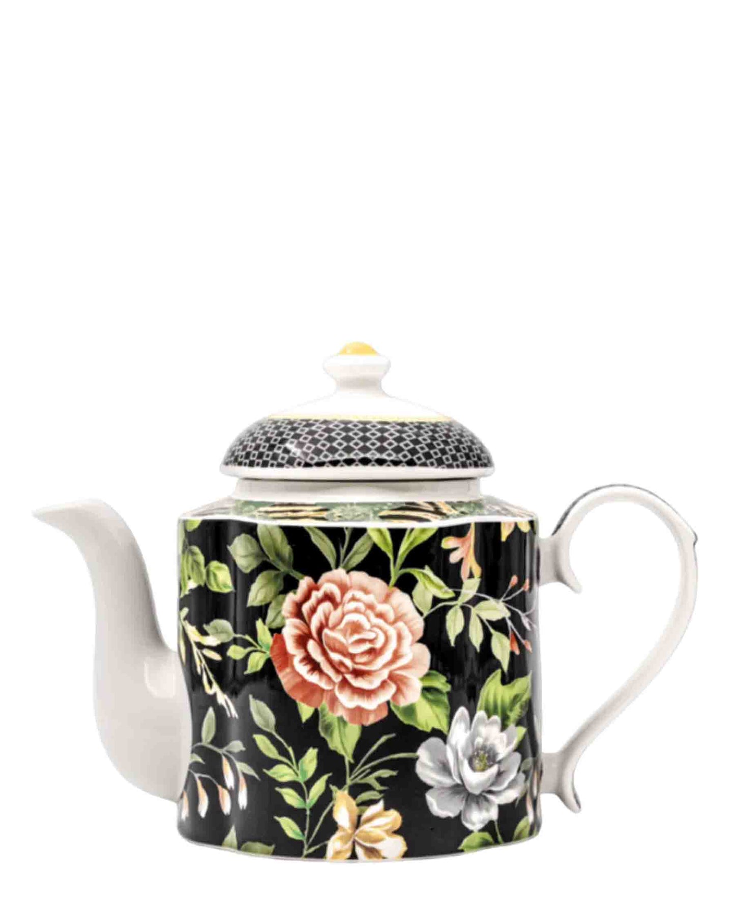 Jenna Clifford Botanica Rose Teapot - Black & White