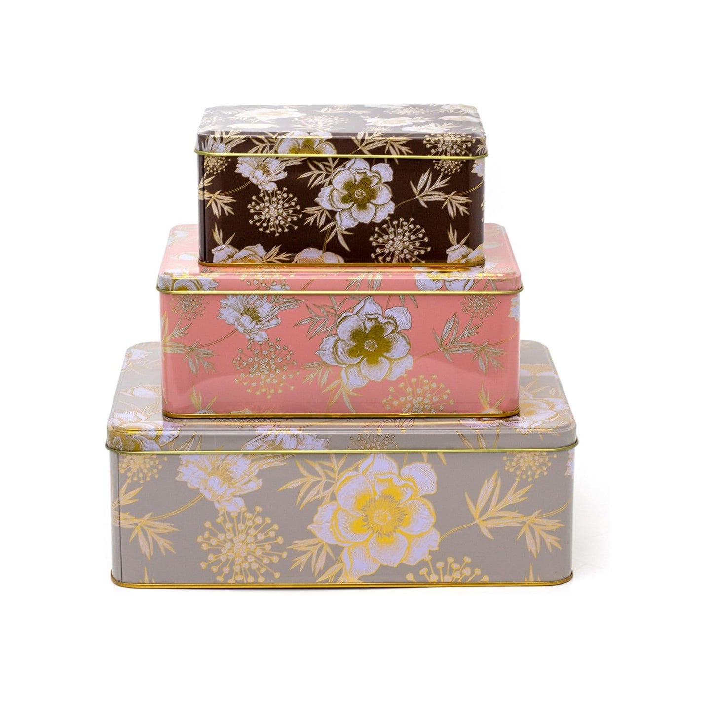 Kitchen Life 3 Piece Cookie Storage Box Set - Floral