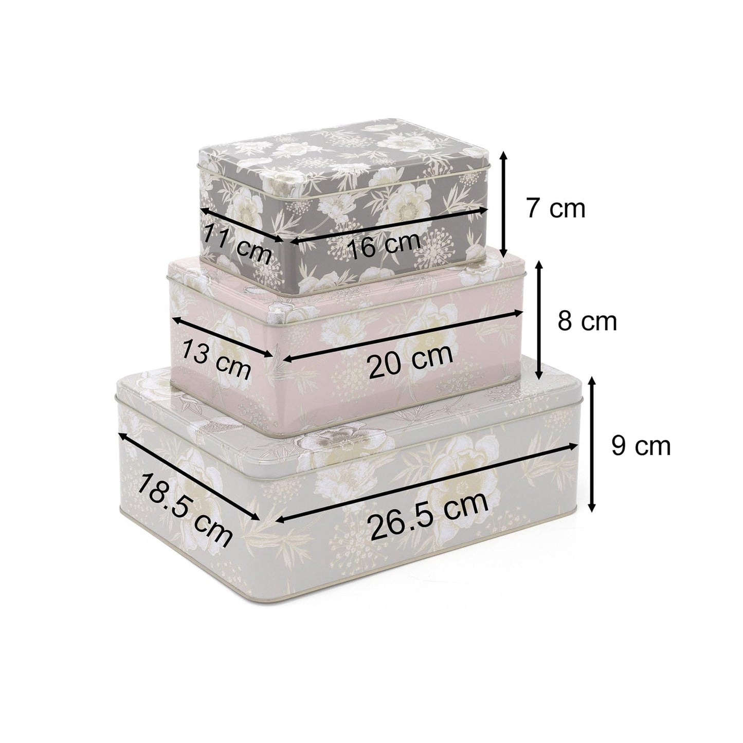 Kitchen Life 3 Piece Cookie Storage Box Set - Floral