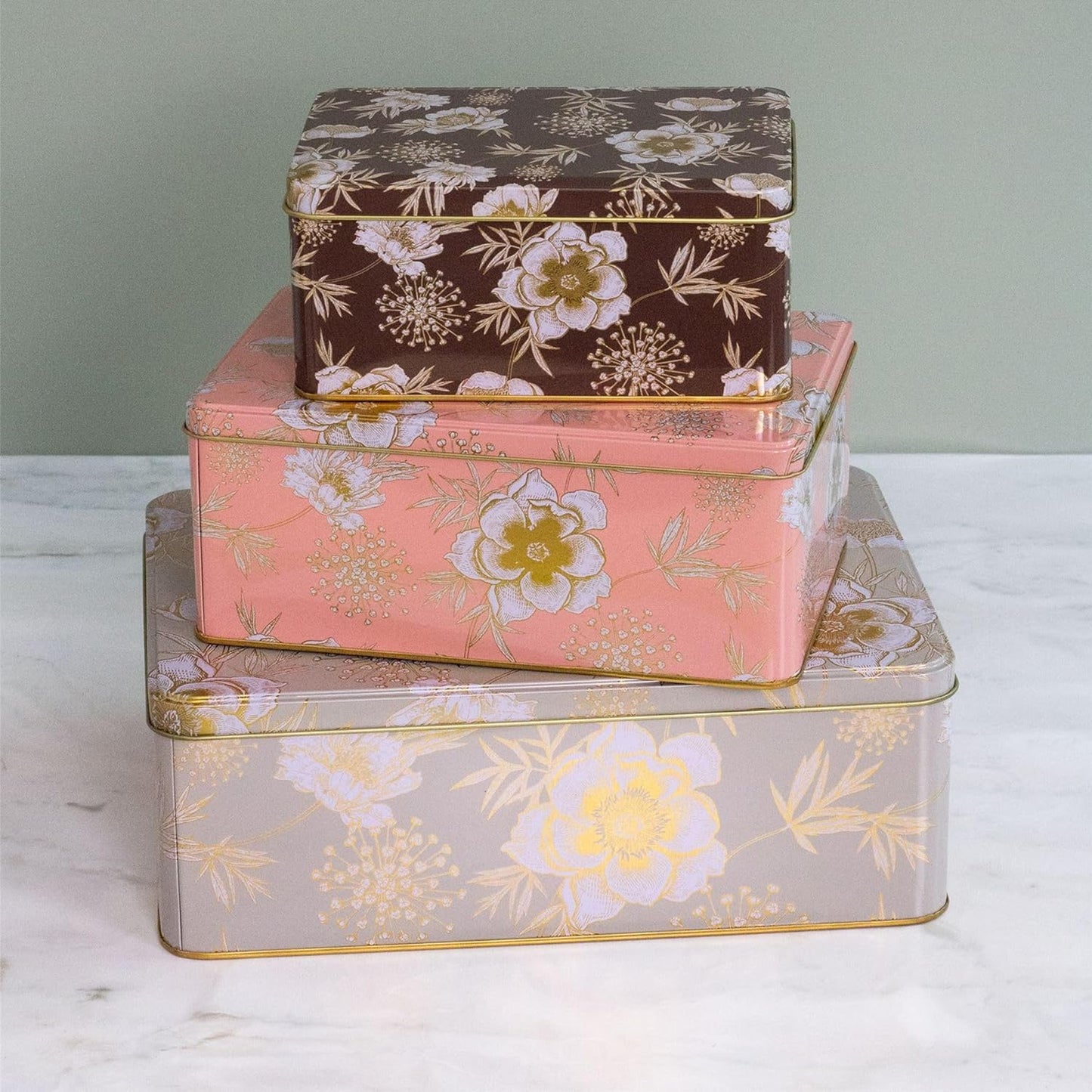 Kitchen Life 3 Piece Cookie Storage Box Set - Floral