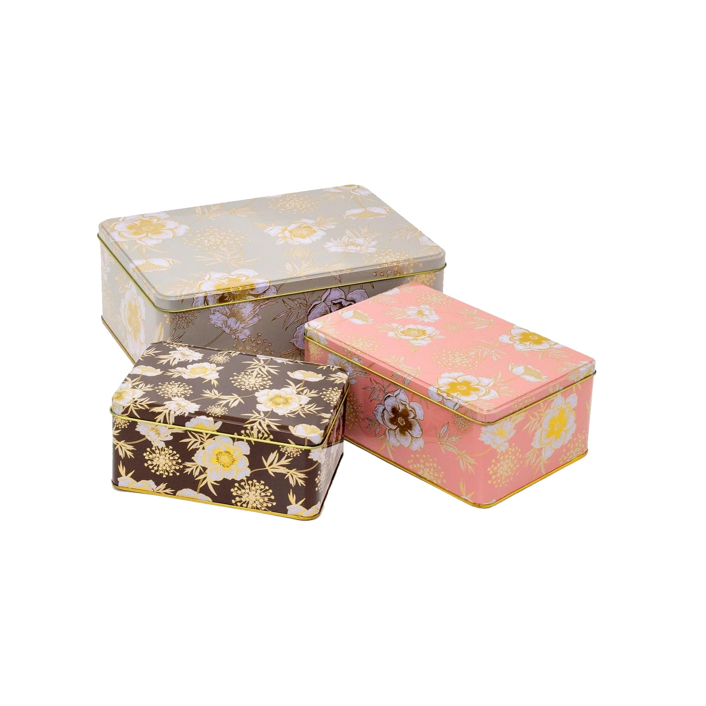 Kitchen Life 3 Piece Cookie Storage Box Set - Floral
