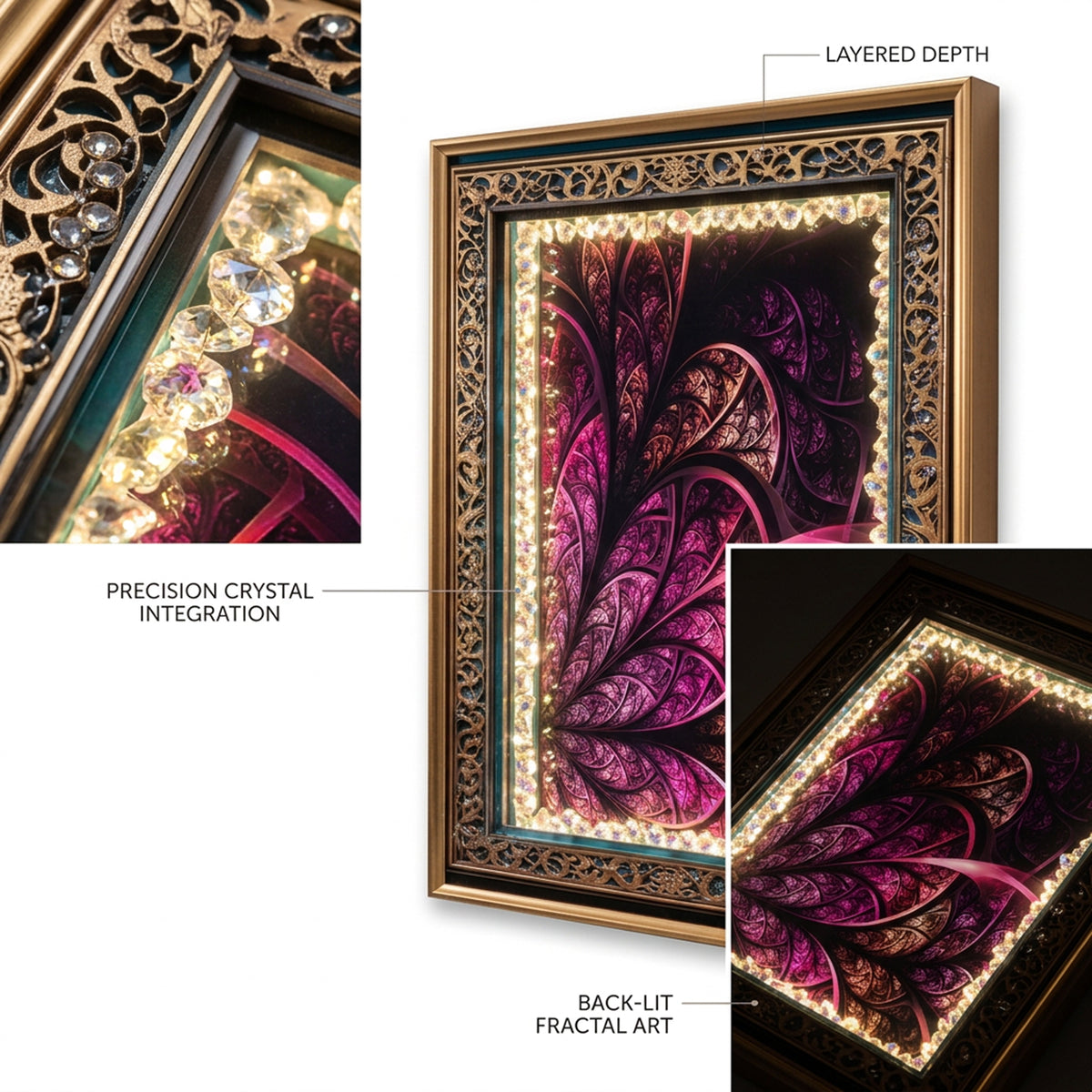LED 50 x 90cm Floral Frame Multicoloured