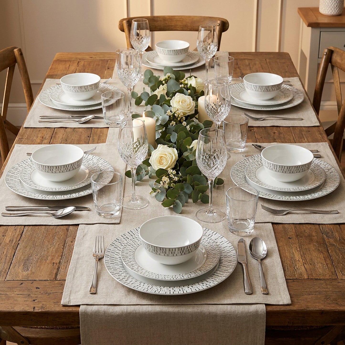 La Opala Pearl 12 Piece Dinner Set Silver Phoenix
