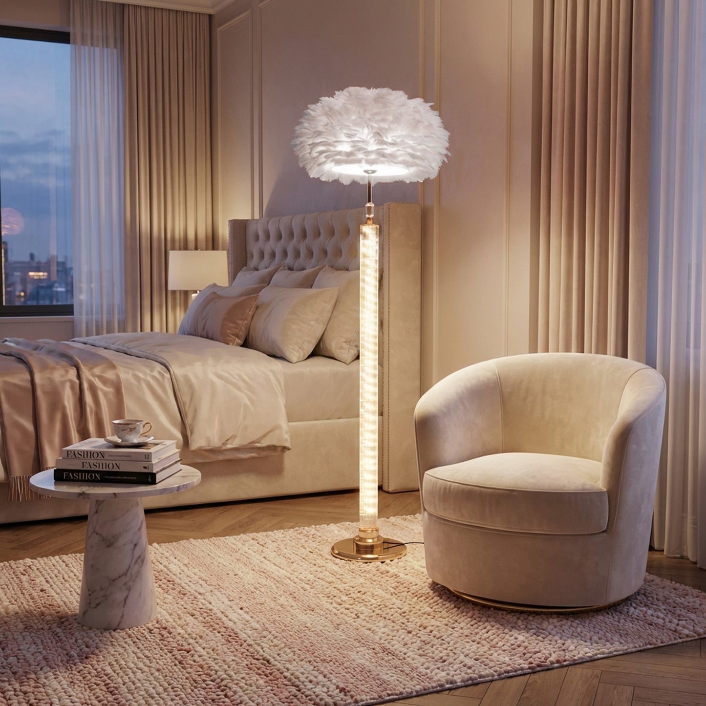 Feather Design LED Floor Lamp White