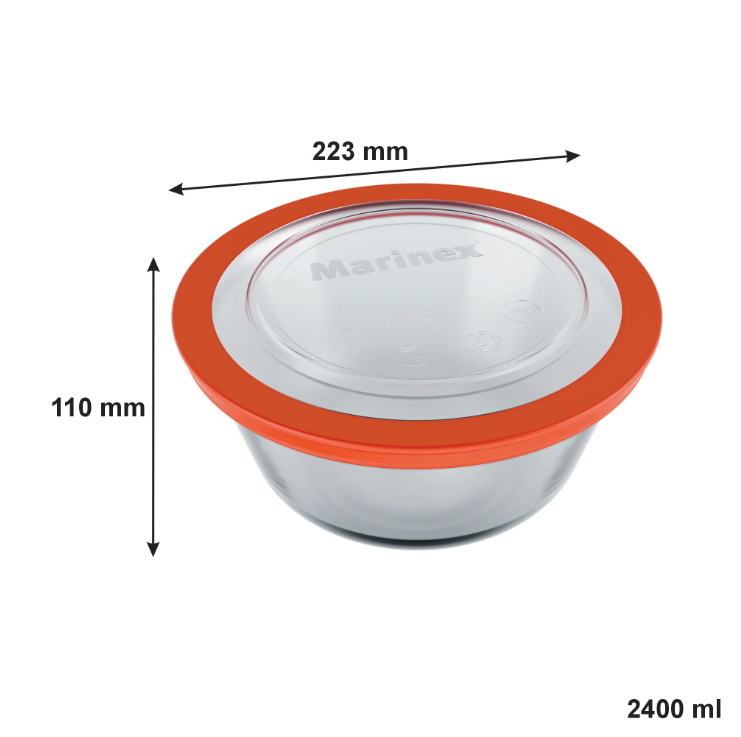 Marinex Bowl Round With Plastic Lid 2.4LT - Red